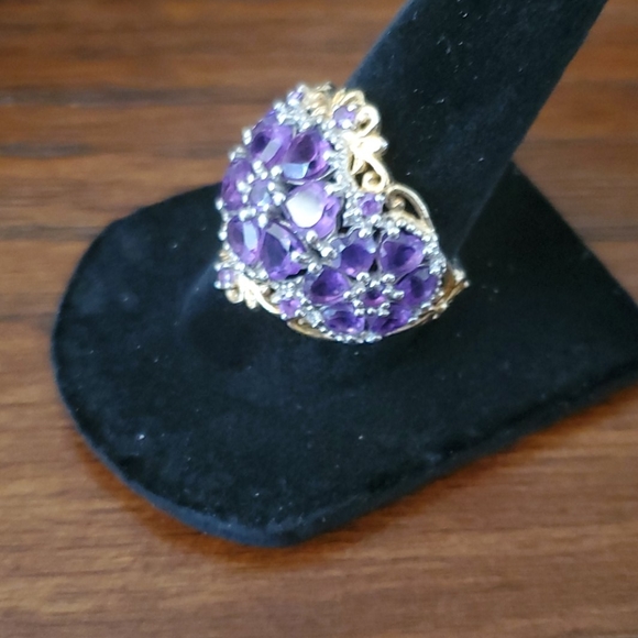 STERLING SILVER AND 18K GOLD AMETHYST RING - Picture 5 of 5